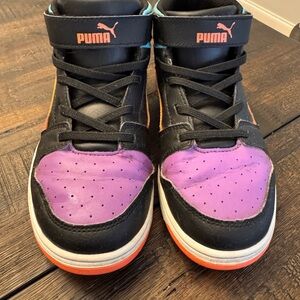 Puma Kids Black and Purple High Top Sneakers